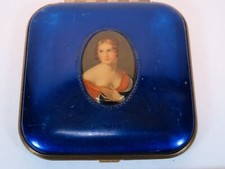 Espelho de maquiagem compacto Mondaine azul feminino camafeu 3 1/8 x 3 1/8 polegadas estojo amassado comprar usado  Enviando para Brazil