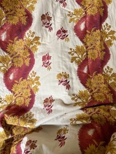 Vintage Francês Pilar Floral Algodão Seda Interior Tecido Jacquard #2~ Vermelho Amarelo comprar usado  Enviando para Brazil