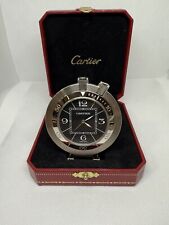 Cartier Reloj Despertador de Viaje Vintage Acero Inoxidable Zafiros Caja Original segunda mano  Embacar hacia Argentina