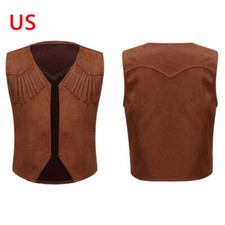 Colete infantil masculino faroeste cowboy Halloween bainha pontiaguda franja V abertura frontal tops comprar usado  Enviando para Brazil