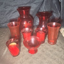 Conjunto de vaso e suporte de vela de plástico vermelho 8 peças melhores casas e jardins e Optix Rock, usado comprar usado  Enviando para Brazil