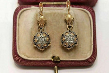 Pendientes estilo Art Deco redondos con acabado de oro amarillo de 14K de diamantes creados en laboratorio segunda mano  Embacar hacia Mexico