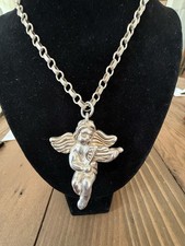 Usado, Colar pingente anjo raro 925, assinado 925 querubim, corrente pesada vintage 45g comprar usado  Enviando para Brazil