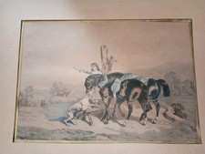 Gravure xixème rehaussée d'occasion  Dax