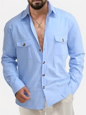 Camisa masculina casual slim camisas manga longa botão para baixo blusa diária comprar usado  Enviando para Brazil