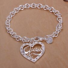 Nova Pulseira Feminina 925 PULSEIRA CHEIA DE PRATA ESTERLINA ADIVINHE Pulseira Corrente Pingente Coração comprar usado  Enviando para Brazil