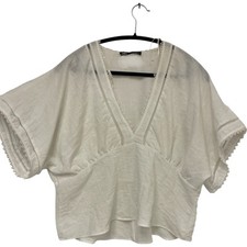 Blusa Zara Feminina Tamanho M Acabamento Branco Renda Decote V Cropped Top 3666/155 Nova Sem etiquetas comprar usado  Enviando para Brazil