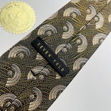 Gravata de seda rara EXTRA LONGA Robert Talbott SETE DOBRAS tecida dourada e azul 66x3,675” comprar usado  Enviando para Brazil
