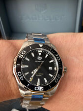 Tag Heuer 43mm Aquaracer relógio masculino mostrador preto data aço WAY101A.BA0746 comprar usado  Enviando para Brazil