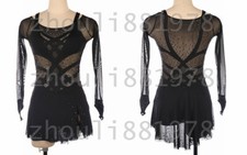 Vestido de patinação figura de gelo vestido de patinação figura para competição preto feito à mão comprar usado  Enviando para Brazil