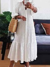 Vestido Camisa Feminino Verão 2024 Decote V Meia Manga Vestido Longo Branco 4 Cores comprar usado  Enviando para Brazil
