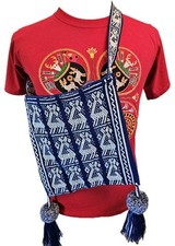 Rara e Exclusiva Bolsa Tradicional Huichol Tecido Azul Veado - Bolsa Morral Xamã comprar usado  Enviando para Brazil