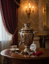 Vintage Rosyjski Samovar ZSRR 1978 Antyczny Rosyjski Samowar Niklowany Mosiądz, używany na sprzedaż  PL