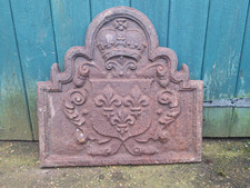 Lareira de ferro fundido vintage Fleur De Lys coroa fogo placa traseira GRÁTIS P&P  comprar usado  Enviando para Brazil