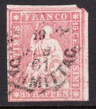 Schweiz, Suisse, Switzerland, Strubel 15rp. 1858, 15IIBym/24G, 80.-!+ comprar usado  Enviando para Brazil