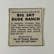 Big Sky Dude Ranch Modern Cabins Pinedale WY 1966 anúncio de revista SAH3-S10 comprar usado  Enviando para Brazil