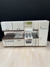 Cozinha para casa de bonecas Lundby com máquina de lavar louça, pia, forno, geladeira. Armários brancos. comprar usado  Enviando para Brazil