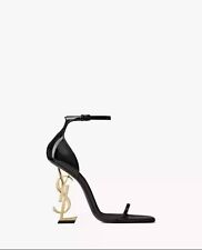Sandálias Saint Laurent OPYUM em couro preto - icônico salto YSL, tamanho EUA 7, usado comprar usado  Enviando para Brazil