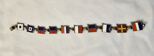1940's WWII Prata Esterlina Esmalte Bandeiras Náuticas 8" Pulseira Querida / Marinha comprar usado  Enviando para Brazil