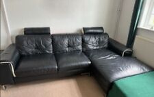 Black leather corner for sale  LONDON