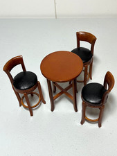 Banqueta alta bistrô cadeira assento preto madeira miniatura casa de bonecas WALNUT bar comprar usado  Enviando para Brazil