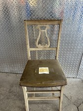 Cadeira lateral antiga vintage de madeira com encosto para harpa e lira comprar usado  Enviando para Brazil