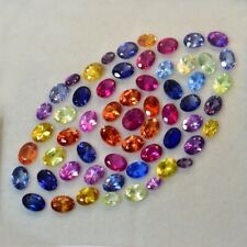 Lote de 25 peças de pedras preciosas naturais de safira cor oval CERTIFICADA 7x5 mm, usado comprar usado  Enviando para Brazil