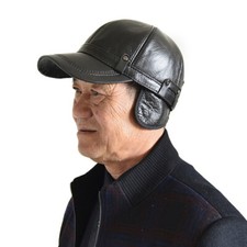 Usado, Boné de beisebol masculino 100% couro genuíno grão integral inverno couro bovino quente comprar usado  Enviando para Brazil