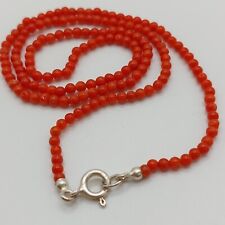 Colar de contas de coral vermelho natural, vermelho profundo, fecho de prata esterlina comprar usado  Enviando para Brazil