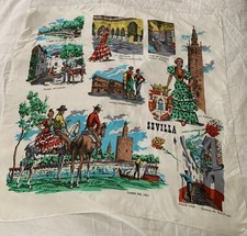 Cachecol lembrança vintage Sevilha Espanha década de 1950 Fiesta Torre dançarina flamenca espanhola comprar usado  Enviando para Brazil