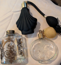 Frascos de perfume vintage preto e dourado 2 com atomizador comprar usado  Enviando para Brazil