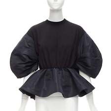 ALEXANDER MCQUEEN 2021 manga folhada redonda preta contraste peplum IT36 XXS comprar usado  Enviando para Brazil