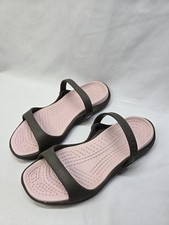 Crocs Sandálias Marrom/Rosa Cleo Ajuste Relaxado Tiras Sapatos Femininos Tamanho 9 comprar usado  Enviando para Brazil