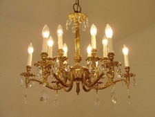 LUSTRE ANTIGO VINTAGE BRONZE CRISTAL 12 LUZES Ø 25" comprar usado  Enviando para Brazil