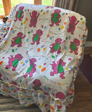 Usado, Dossel Barney Sesame Street tamanho duplo com babado para pôster cama 1992 comprar usado  Enviando para Brazil