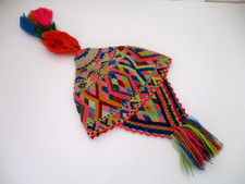 Chapéu andino vintage peruano Chullo tecido à mão design geométrico multicolorido comprar usado  Enviando para Brazil