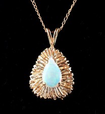 *Colar feminino com pingente de opala de ouro amarelo 14K 18", usado comprar usado  Enviando para Brazil