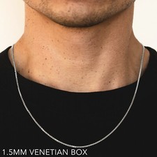 Colar corrente caixa veneziana ouro branco 10k 1,5 mm tamanho 16"-30" oco comprar usado  Enviando para Brazil