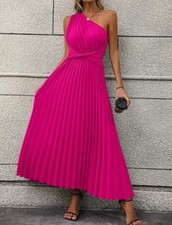 Maxi Vestido Estilo Griego Clásico Un Hombro Torcido Dobladillo Frontal Acanalado Plisado M 6 segunda mano  Embacar hacia Mexico