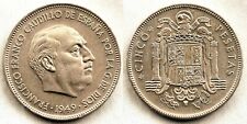 Spain-Estado Español. 5 Pesetas 1949*19-49. Madrid. EBC/XF. Niquel 15 g. Escasa comprar usado  Enviando para Brazil