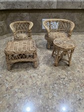 Conjunto de móveis de boneca de vime em miniatura 4 peças cadeiras mesas 1:6 Barbie Boho comprar usado  Enviando para Brazil