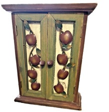 Antigo 9"x11.25" Mini Armário de Madeira Arte Folclórica Rack de Especiarias Exibição Curio Maçãs de Metal comprar usado  Enviando para Brazil