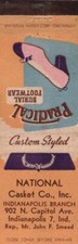 National casket matchcover for sale  Whitewater