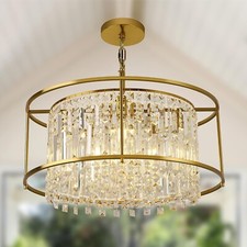 LUSTRES DE CRISTAL KINGTORO PARA SALA DE JANTAR LUSTRE MODERNO OURO 5 LUZES 24" comprar usado  Enviando para Brazil