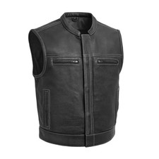 Colete de Couro Masculino SOA Motocicleta Lowrider Masculino de Couro Perfurado Preto comprar usado  Enviando para Brazil