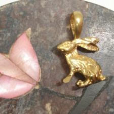 minúsculo pingente de colar pulseira de alerta banhado a ouro 14K CHARME DE COELHO 3/4" fob, usado comprar usado  Enviando para Brazil