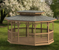 12' X 16' Oval Jardim Gazebo Com Telhado De Quadril Planos De Construção comprar usado  Enviando para Brazil