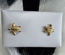 BRINCOS DE OURO 18k reais parafuso traseiro tartaruga ótimo para crianças leve comprar usado  Enviando para Brazil