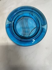 "Cenicero de vidrio azul vintage raro remolino negro, redondo 4,25"""  segunda mano  Embacar hacia Mexico