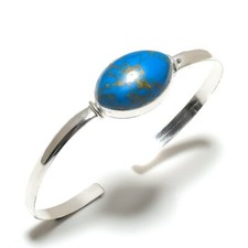 Bracelete de prata esterlina 925 pedra preciosa azul turquesa cobre natural ajustável. V931 comprar usado  Enviando para Brazil
